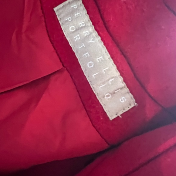 Perry Ellis Portfolio Vintage Wool Red Lo g Coat Size L/XL - Picture 8 of 16